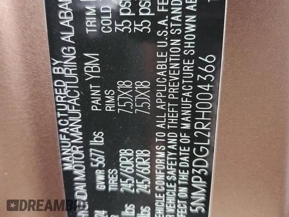 2024 Hyundai Santa Fe XRT с VIN 5NMP3DGL2RH004366, выставлен на аукционе Copart как лот 71827735 с пробегом 22 048 миль миль и Списание • Salvage title. История ставок и продаж доступна на DreamBid. Изображение 14.