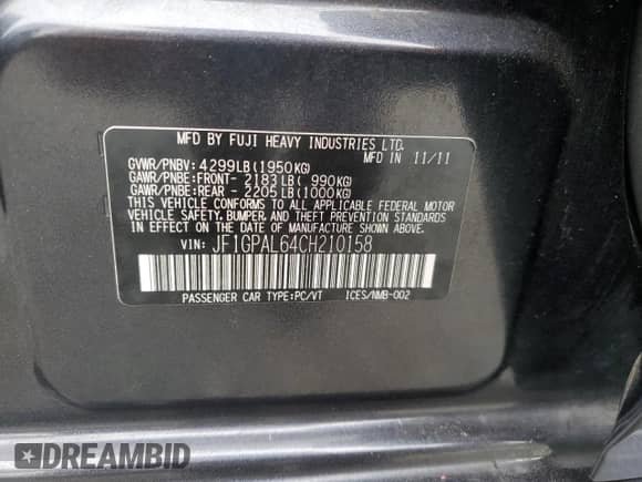 2012 Subaru Impreza Special Sports Premium с VIN JF1GPAL64CH210158, выставлен на аукционе Copart как лот 80147885 с пробегом 203 988 миль миль и Списание • Salvage title. История ставок и продаж доступна на DreamBid. Изображение 13.