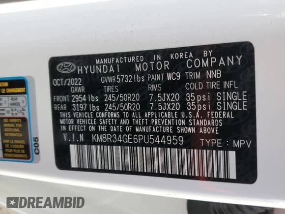 2023 Hyundai Palisade XRT с VIN KM8R34GE6PU544959, выставлен на аукционе Copart как лот 50988815 с пробегом 32 057 миль миль и Списание • Salvage title. История ставок и продаж доступна на DreamBid. Изображение 15.
