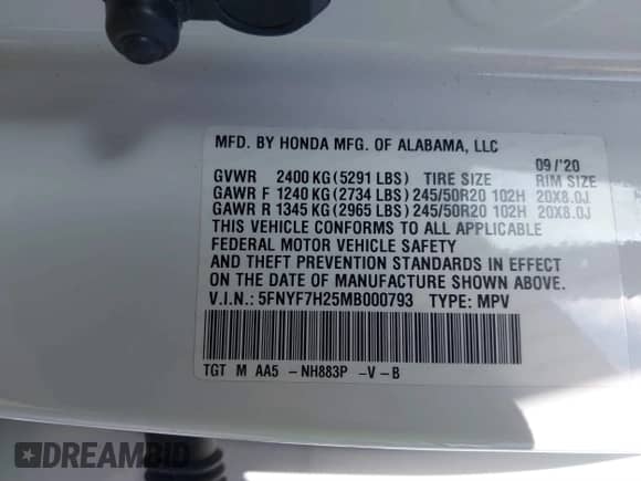 2021 Honda Passport Sport z VIN 5FNYF7H25MB000793, wystawiony jako IAAI lot #41350844 z przebiegiem 54 958 mil mil oraz . Historia ofert i sprzedaży dostępna na DreamBid. Obrazek 9.