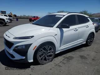 2022 Hyundai Kona N Line z VIN KM8K3CA32NU909332, wystawiony jako Copart lot #66579745 z przebiegiem 64 213 mil mil oraz Szkoda całkowita • Salvage title. Historia ofert i sprzedaży dostępna na DreamBid. Obrazek 1.