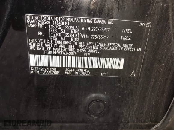 2015 Toyota RAV4 LE с VIN 2T3BFREV9FW349629, выставлен на аукционе IAAI как лот 43296201 с пробегом 114 883 миль миль и . История ставок и продаж доступна на DreamBid. Изображение 9.