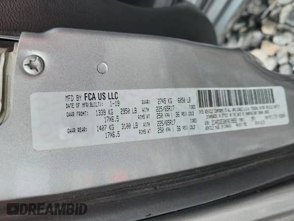 2019 Dodge Grand Caravan GT z VIN 2C4RDGEG0KR619992, wystawiony jako Copart lot #83815795 z przebiegiem 58 913 mil mil oraz Nie do naprawy • Non repairable. Historia ofert i sprzedaży dostępna na DreamBid. Obrazek 13.