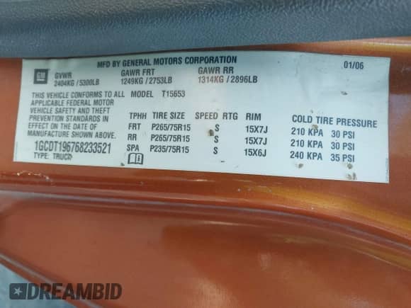2006 Chevrolet Colorado Work Truck с VIN 1GCDT196768233521, выставлен на аукционе IAAI как лот 43255551 с пробегом Не указан миль и . История ставок и продаж доступна на DreamBid. Изображение 9.