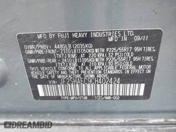 2012 Subaru Forester X Limited z VIN JF2SHAEC9CH402424, wystawiony jako IAAI lot #42526799 z przebiegiem 97 424 mil mil oraz . Historia ofert i sprzedaży dostępna na DreamBid. Obrazek 9.