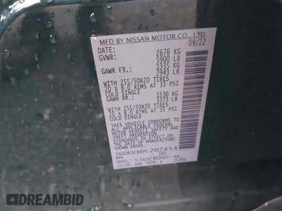 2023 Nissan Pathfinder SL с VIN 5N1DR3CB6PC207454, выставлен на аукционе IAAI как лот 43051679 с пробегом 35 581 миль миль и . История ставок и продаж доступна на DreamBid. Изображение 9.