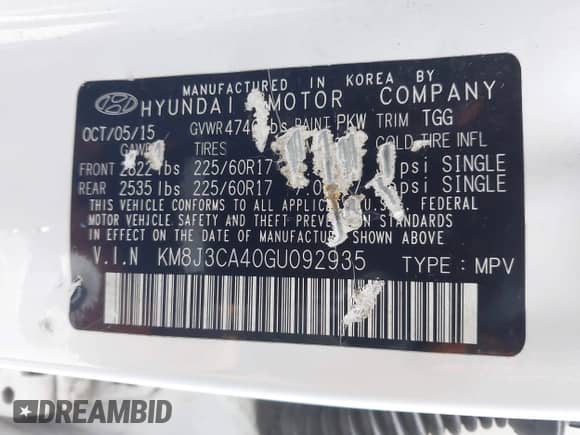 2016 Hyundai Tucson SE с VIN KM8J3CA40GU092935, выставлен на аукционе IAAI как лот 43478146 с пробегом 148 321 миль миль и . История ставок и продаж доступна на DreamBid. Изображение 9.