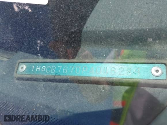 1993 Honda Accord with VIN 1HGCB7670PA046289, listed as a IAAI auction lot 42659778 with 160,999 mi miles and . Bid and sale history available at DreamBid. Image 9.