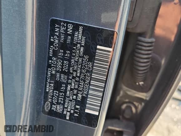 2023 Hyundai Elantra N Line с VIN KMHLR4AF7PU622056, выставлен на аукционе Copart как лот 70683815 с пробегом 54 362 миль миль и Списание • Salvage title. История ставок и продаж доступна на DreamBid. Изображение 13.