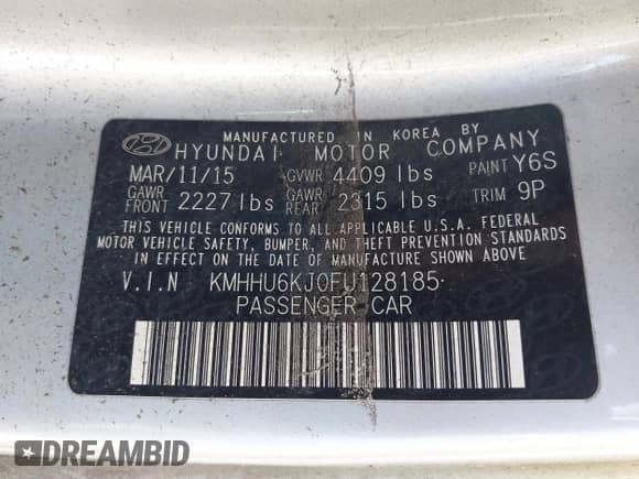 2015 Hyundai Genesis Coupe Ultimate с VIN KMHHU6KJ0FU128185, выставлен на аукционе IAAI как лот 41094024 с пробегом Не указан миль и . История ставок и продаж доступна на DreamBid. Изображение 9.