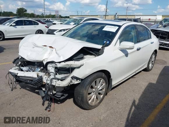 2015 Honda Accord EX-L с VIN 1HGCR3F85FA017706, выставлен на аукционе IAAI как лот 43392513 с пробегом 107 676 миль миль и . История ставок и продаж доступна на DreamBid. Изображение 2.