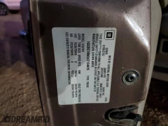 1997 Chevrolet Silverado 1500 с VIN 1GCEC14W3VZ134876, выставлен на аукционе Copart как лот 76843714 с пробегом 88 159 миль миль и Списание • Salvage title. История ставок и продаж доступна на DreamBid. Изображение 12.