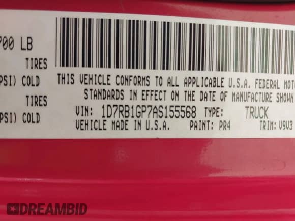 2010 Dodge 1500 SLT с VIN 1D7RB1GP7AS155568, выставлен на аукционе IAAI как лот 42277940 с пробегом 134 413 миль миль и . История ставок и продаж доступна на DreamBid. Изображение 9.