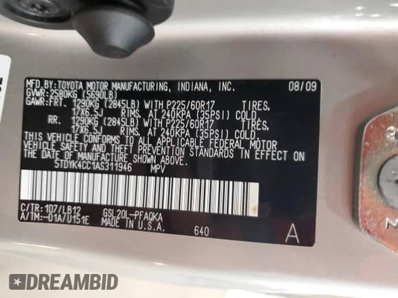 2010 Toyota Sienna XLE с VIN 5TDYK4CC1AS311946, выставлен на аукционе Copart как лот 86078525 с пробегом 193 862 миль миль и Списание • Salvage title. История ставок и продаж доступна на DreamBid. Изображение 14.