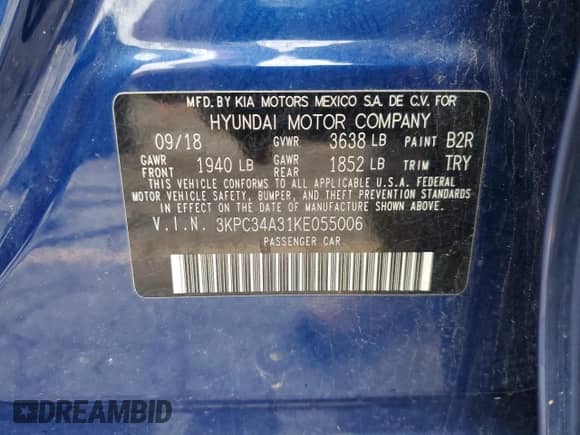 2019 Hyundai Accent Limited z VIN 3KPC34A31KE055006, wystawiony jako Copart lot #69599095 z przebiegiem 54 826 mil mil oraz Czysty tytuł • Clean title. Historia ofert i sprzedaży dostępna na DreamBid. Obrazek 13.