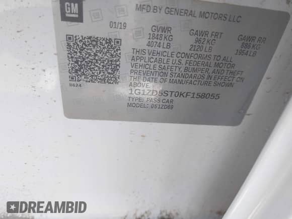 2019 Chevrolet Malibu LT с VIN 1G1ZD5ST0KF158055, выставлен на аукционе IAAI как лот 40395973 с пробегом 68 559 миль миль и . История ставок и продаж доступна на DreamBid. Изображение 9.