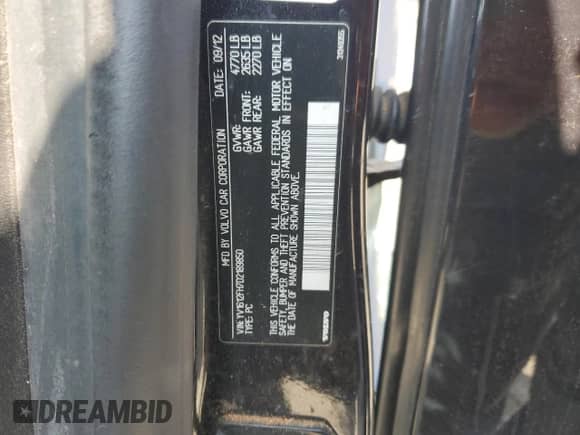 2013 Volvo S60 T5 с VIN YV1612FH7D2189850, выставлен на аукционе Copart как лот 60133215 с пробегом 117 396 миль миль и Списание • Salvage title. История ставок и продаж доступна на DreamBid. Изображение 12.