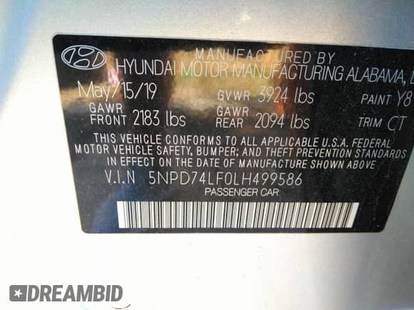 2020 Hyundai Elantra SE z VIN 5NPD74LF0LH499586, wystawiony jako IAAI lot #43532992 z przebiegiem 115 873 mil mil oraz . Historia ofert i sprzedaży dostępna na DreamBid. Obrazek 9.