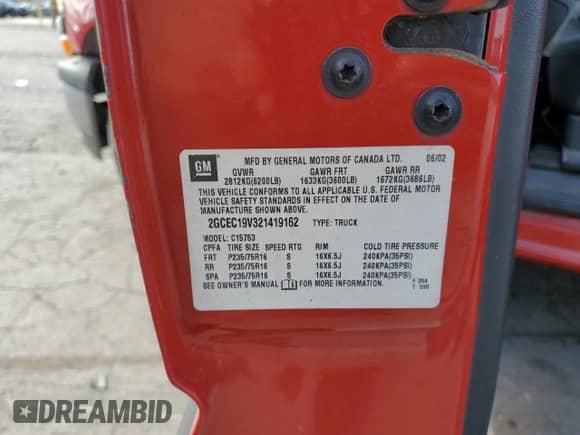 2002 Chevrolet Silverado 1500 LS с VIN 2GCEC19V321419162, выставлен на аукционе Copart как лот 81131235 с пробегом 151 294 миль миль и Списание • Salvage title. История ставок и продаж доступна на DreamBid. Изображение 12.