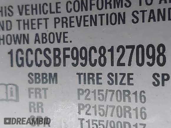 2012 Chevrolet Colorado Work Truck z VIN 1GCCSBF99C8127098, wystawiony jako IAAI lot #43303759 z przebiegiem 79 862 mil mil oraz . Historia ofert i sprzedaży dostępna na DreamBid. Obrazek 9.