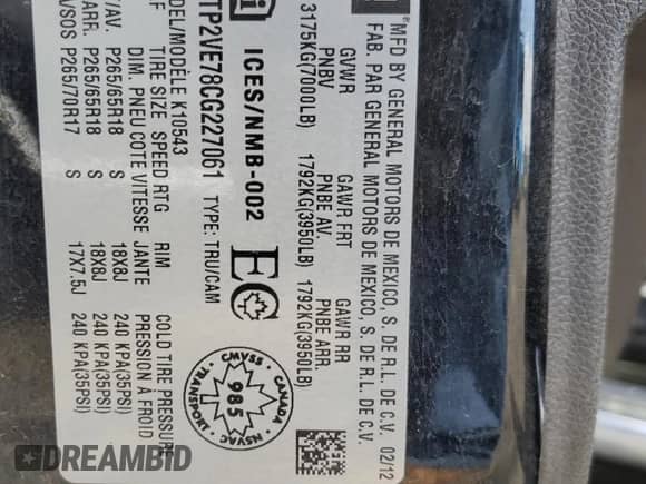 2012 GMC Sierra 1500 SLE with VIN 3GTP2VE78CG227061, listed as a Copart auction lot 67861955 with 143,759 mi miles and Salvage title. Bid and sale history available at DreamBid. Image 12.