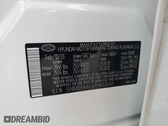 2023 Hyundai Santa Fe Calligraphy с VIN 5NMS54AL6PH552607, выставлен на аукционе Copart как лот 71890895 с пробегом 14 924 миль миль и На запчасти • Non repairable. История ставок и продаж доступна на DreamBid. Изображение 13.