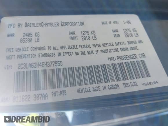 2006 Chrysler 300 C with VIN 2C3LA63H46H377955, listed as a IAAI auction lot 43038692 with 186,337 mi miles and . Bid and sale history available at DreamBid. Image 9.