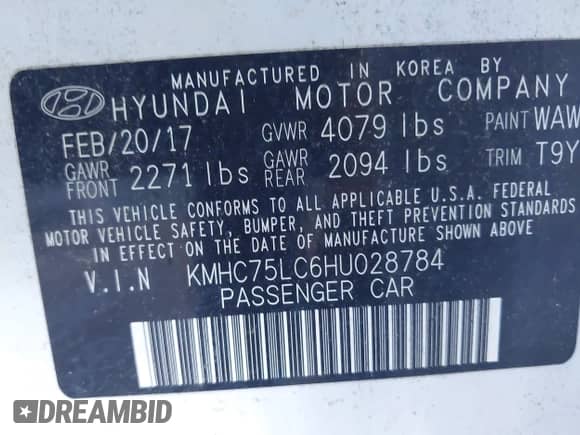 2017 Hyundai Ioniq SEL с VIN KMHC75LC6HU028784, выставлен на аукционе IAAI как лот 43459230 с пробегом 109 506 миль миль и . История ставок и продаж доступна на DreamBid. Изображение 9.