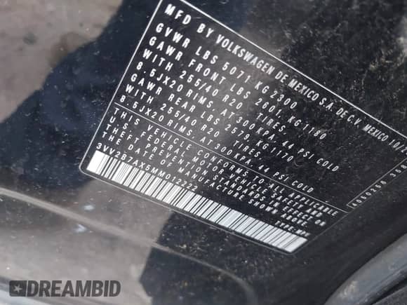 2021 Volkswagen Tiguan SE с VIN 3VV2B7AX5MM012222, выставлен на аукционе IAAI как лот 43018936 с пробегом 101 271 миль миль и . История ставок и продаж доступна на DreamBid. Изображение 9.