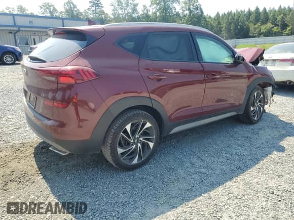 2020 Hyundai Tucson Sport with VIN KM8J33AL7LU239169, listed as a Copart auction lot 63144635 with 76,816 mi miles and Salvage title. Bid and sale history available at DreamBid. Image 3.