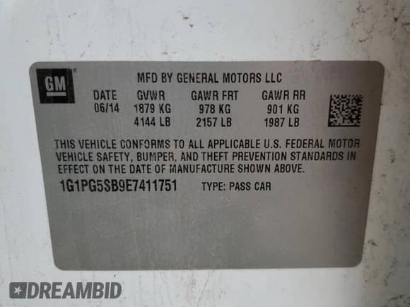 2014 Chevrolet Cruze LTZ с VIN 1G1PG5SB9E7411751, выставлен на аукционе Copart как лот 55830125 с пробегом 159 786 миль миль и Списание • Salvage title. История ставок и продаж доступна на DreamBid. Изображение 12.