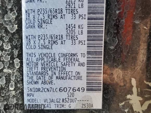 2020 Nissan Pathfinder SL z VIN 5N1DR2CN7LC607649, wystawiony jako Copart lot #63309555 z przebiegiem Nie podano mil oraz Szkoda całkowita • Salvage title. Historia ofert i sprzedaży dostępna na DreamBid. Obrazek 13.