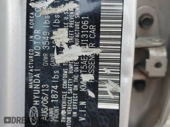 2013 Hyundai Accent GS z VIN KMHCT5AE7DU131061, wystawiony jako Copart lot #85678075 z przebiegiem 61 764 mil mil oraz Szkoda całkowita • Salvage title. Historia ofert i sprzedaży dostępna na DreamBid. Obrazek 13.