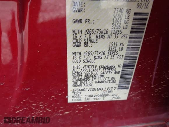 2016 Nissan Frontier S z VIN 1N6AD0EV2GN901877, wystawiony jako IAAI lot #41568562 z przebiegiem 52 529 mil mil oraz . Historia ofert i sprzedaży dostępna na DreamBid. Obrazek 9.