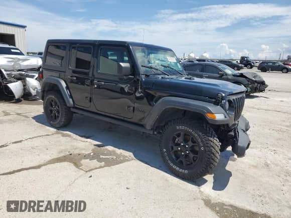 2022 Jeep Wrangler Unlimited Sport S with VIN 1C4HJXDG8NW160406, listed as a Copart auction lot 67379375 with 46,542 mi miles and Salvage title. Bid and sale history available at DreamBid. Image 4.