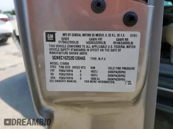 2002 Chevrolet Suburban LS с VIN 3GNEC16Z52G128443, выставлен на аукционе Copart как лот 60628795 с пробегом 294 200 миль миль и Списание • Salvage title. История ставок и продаж доступна на DreamBid. Изображение 14.