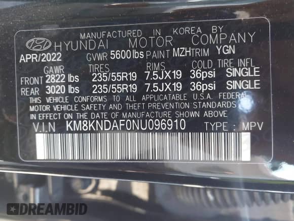 2022 Hyundai Ioniq 5 SEL с VIN KM8KNDAF0NU096910, выставлен на аукционе IAAI как лот 42960119 с пробегом 27 723 миль миль и . История ставок и продаж доступна на DreamBid. Изображение 9.
