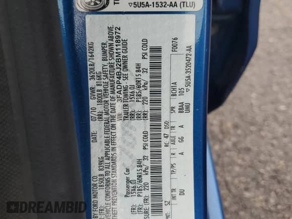 2011 Ford Fiesta SE z VIN 3FADP4BJ2BM118972, wystawiony jako Copart lot #85824375 z przebiegiem Nie podano mil oraz Szkoda całkowita • Salvage title. Historia ofert i sprzedaży dostępna na DreamBid. Obrazek 12.