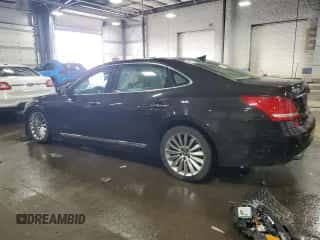 2014 Hyundai Equus Signature with VIN KMHGH4JH6EU082783, listed as a Copart auction lot 46355515 with 108,619 mi miles and Salvage title. Bid and sale history available at DreamBid. Image 2.