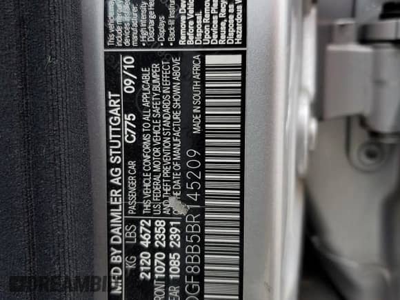 2011 Mercedes-Benz C 300 Sport с VIN WDDGF8BB5BR145209, выставлен на аукционе Copart как лот 82171145 с пробегом Не указан миль и Чистый • Clean title. История ставок и продаж доступна на DreamBid. Изображение 13.