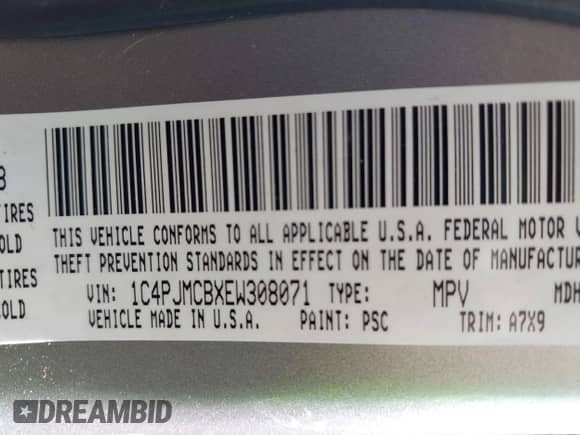 2014 Jeep Cherokee Latitude with VIN 1C4PJMCBXEW308071, listed as a IAAI auction lot 43196539 with 116,051 mi miles and . Bid and sale history available at DreamBid. Image 9.