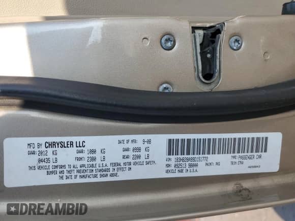 2009 Dodge Caliber SE with VIN 1B3HB28A99D151772, listed as a Copart auction lot 66681595 with 189,648 mi miles and Salvage title. Bid and sale history available at DreamBid. Image 14.
