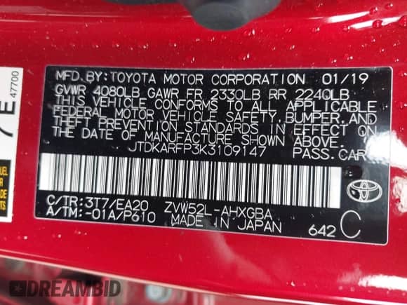 2019 Toyota Prius Plus с VIN JTDKARFP3K3109147, выставлен на аукционе IAAI как лот 42365495 с пробегом 34 761 миль миль и . История ставок и продаж доступна на DreamBid. Изображение 9.