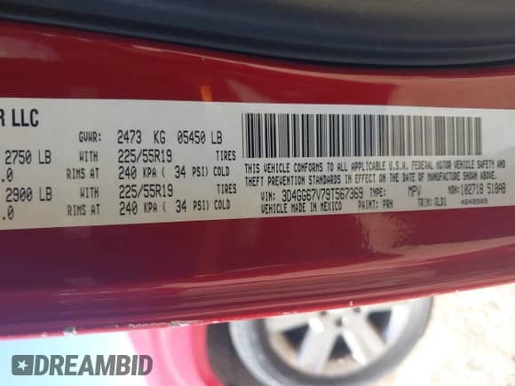 2009 Dodge Journey R/T z VIN 3D4GG67V79T567369, wystawiony jako IAAI lot #42231227 z przebiegiem 196 073 mil mil oraz . Historia ofert i sprzedaży dostępna na DreamBid. Obrazek 9.