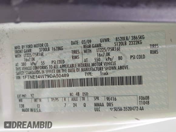 2009 Ford Econoline Cargo Commercial с VIN 1FTNE14W79DA50489, выставлен на аукционе IAAI как лот 43404301 с пробегом 127 553 миль миль и . История ставок и продаж доступна на DreamBid. Изображение 9.
