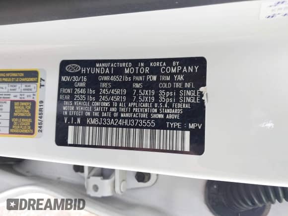 2017 Hyundai Tucson Sport с VIN KM8J33A24HU373555, выставлен на аукционе IAAI как лот 42128819 с пробегом 114 084 миль миль и . История ставок и продаж доступна на DreamBid. Изображение 9.