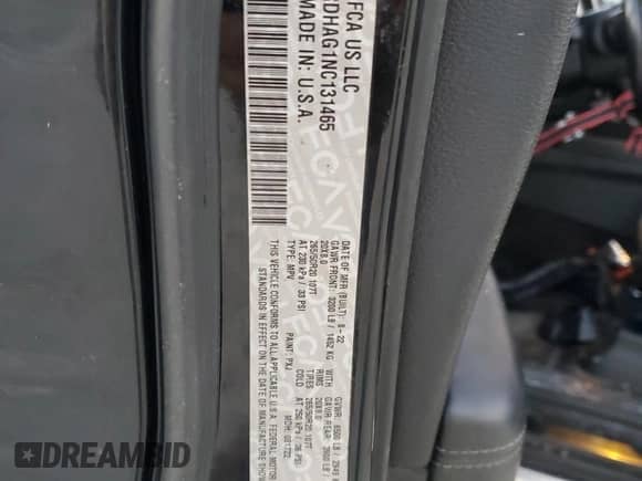 2022 Dodge Durango SXT with VIN 1C4RDHAG1NC131465, listed as a Copart auction lot 47229315 with 69,942 mi miles and Clean title. Bid and sale history available at DreamBid. Image 13.