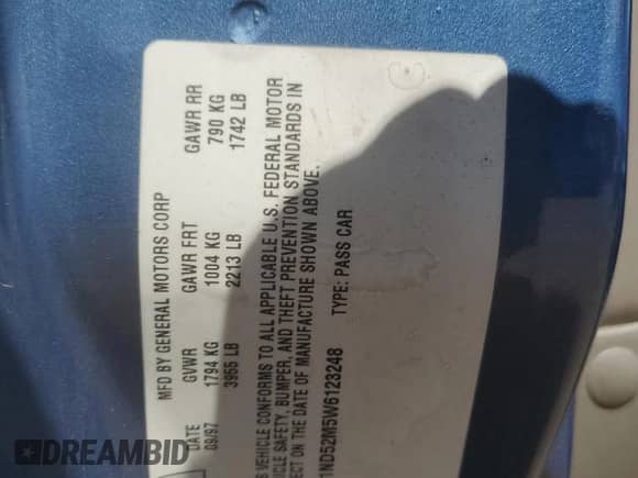 1998 Chevrolet Malibu с VIN 1G1ND52M5W6123248, выставлен на аукционе Copart как лот 70776255 с пробегом 88 168 миль миль и Чистый • Clean title. История ставок и продаж доступна на DreamBid. Изображение 12.