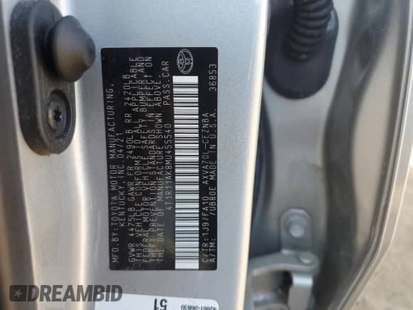 2021 Toyota Camry LE z VIN 4T1R11AK8MU455540, wystawiony jako Copart lot #82185805 z przebiegiem 16 292 mil mil oraz Szkoda całkowita • Salvage title. Historia ofert i sprzedaży dostępna na DreamBid. Obrazek 12.