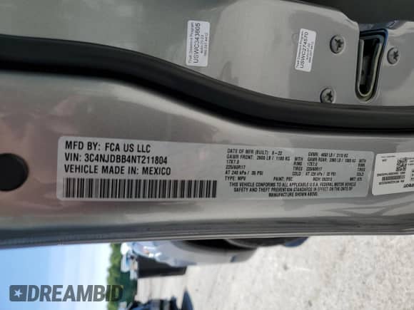 2022 Jeep Compass Latitude с VIN 3C4NJDBB4NT211804, выставлен на аукционе Copart как лот 66072475 с пробегом 29 266 миль миль и Списание • Salvage title. История ставок и продаж доступна на DreamBid. Изображение 14.
